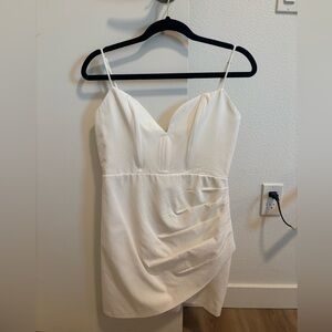 Zara White Ruched Mini Dress